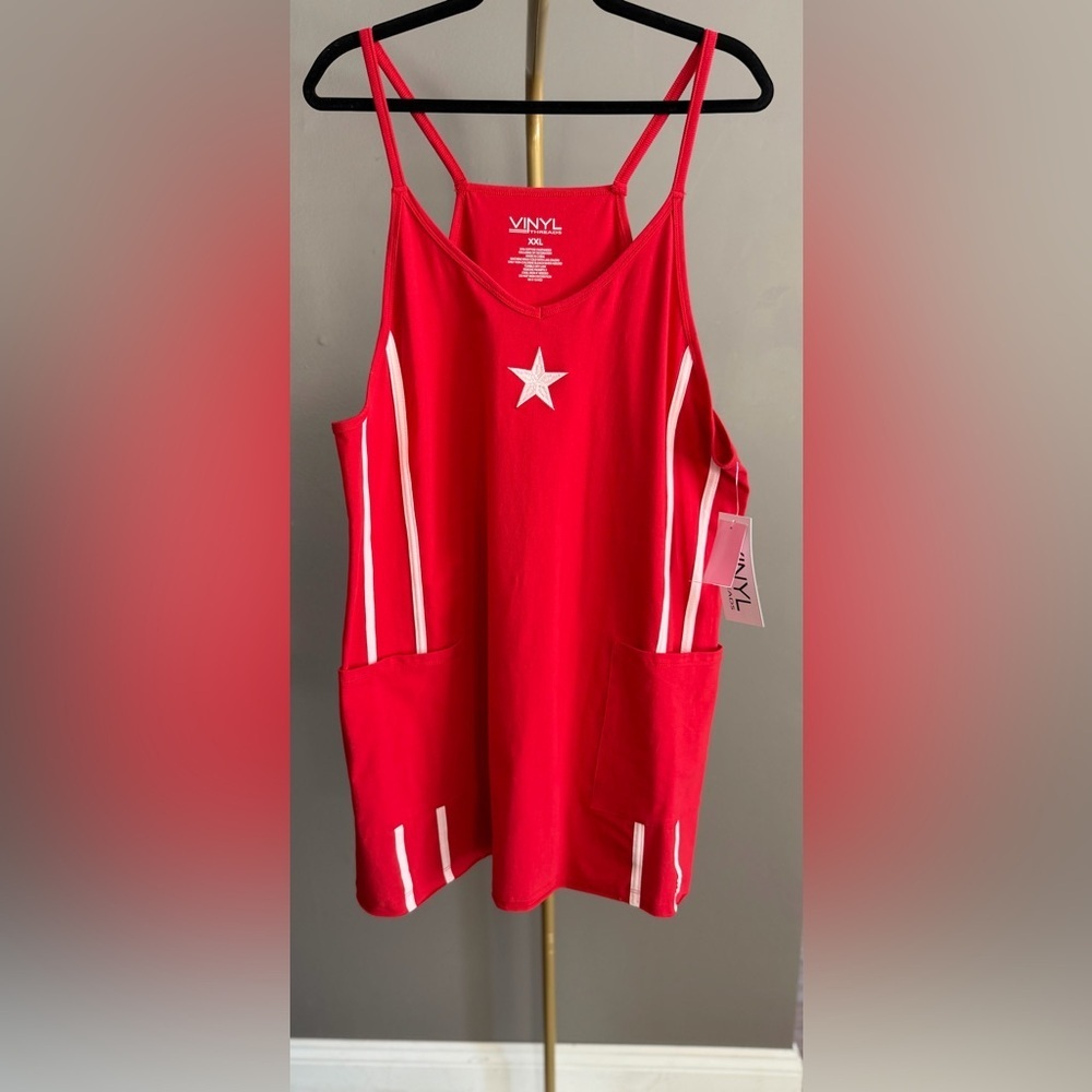 Vinyl Threads Red Star Mini Dress NWT Racerback USA Holiday Summer 4th of July - Picture 2 of 11
